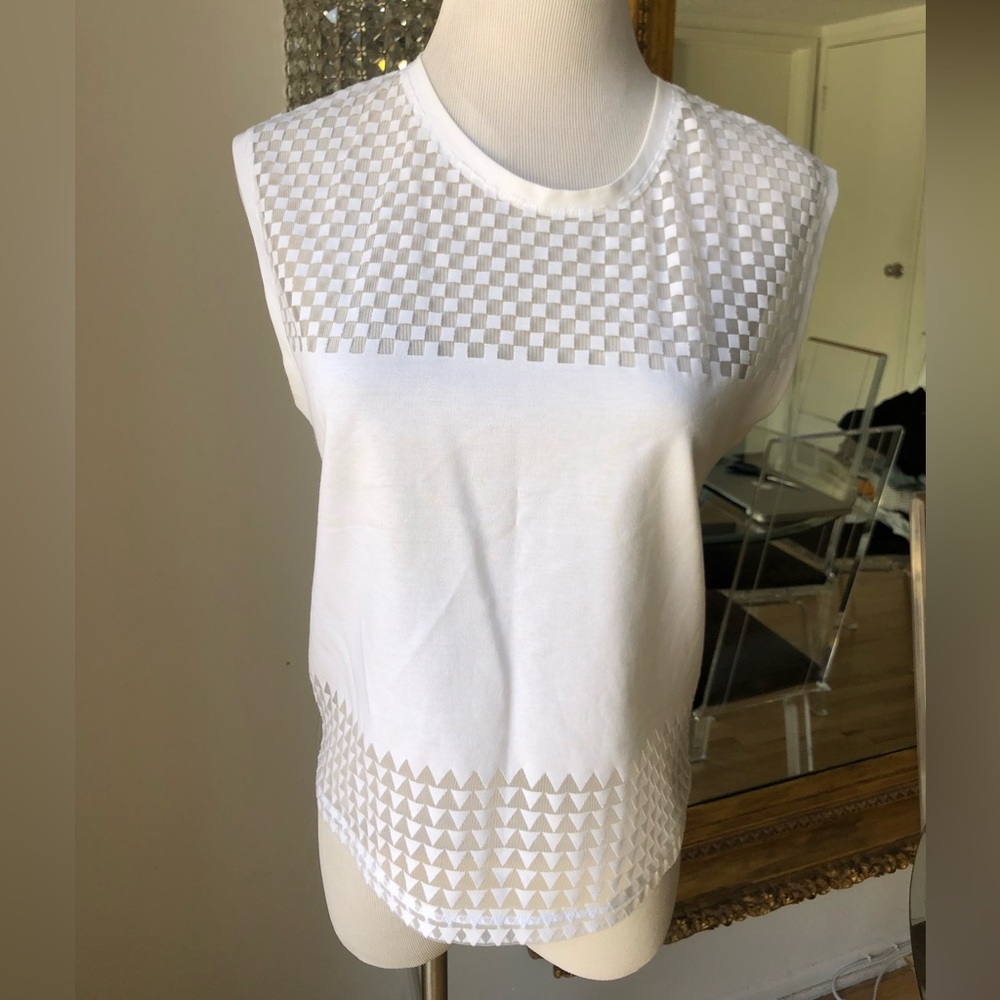 Zara white checkered sleeveless see through top size small